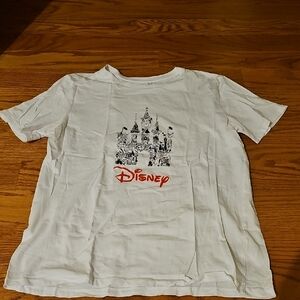 White Short Sleeve Tee with Disney Design